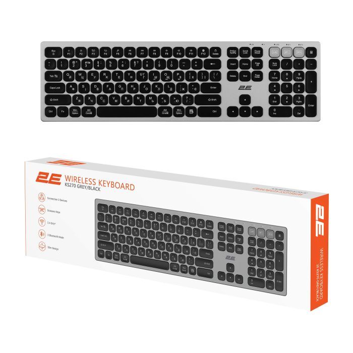 Клавиатура 2E KS270 109key Wireless UA Grey/Black (2E-KS270WBGR_UA) изображение 10