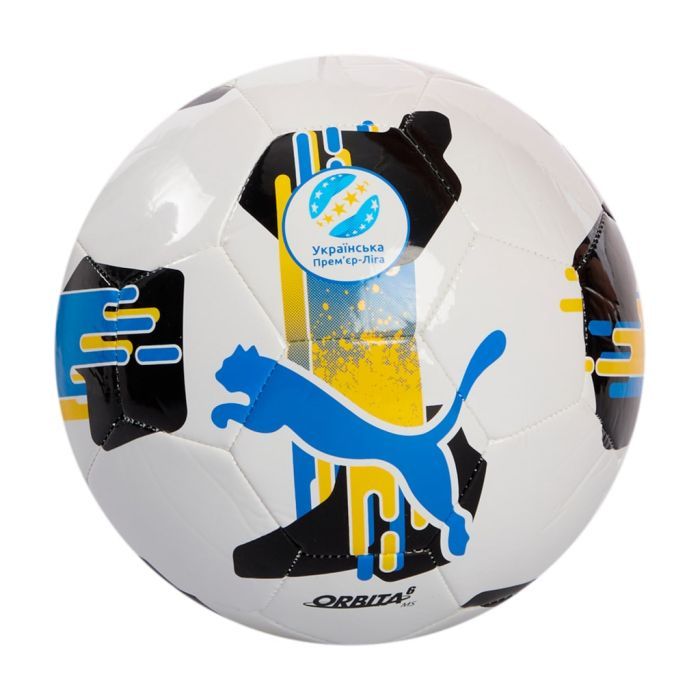 Мяч футбольный Puma Orbita UPL (MS) 084593-01 білий, чорний, жовтий, блакитний 4 (4067982253004)