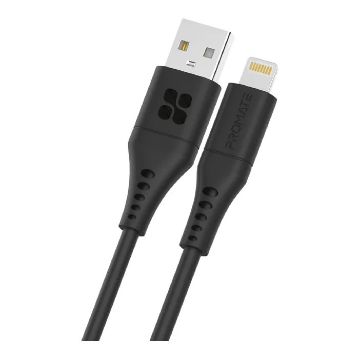 Дата кабель USB 2.0 AM to Lightning 1.2m 2.4A PowerLink-Ai120 black Promate (powerlink-ai120.black)