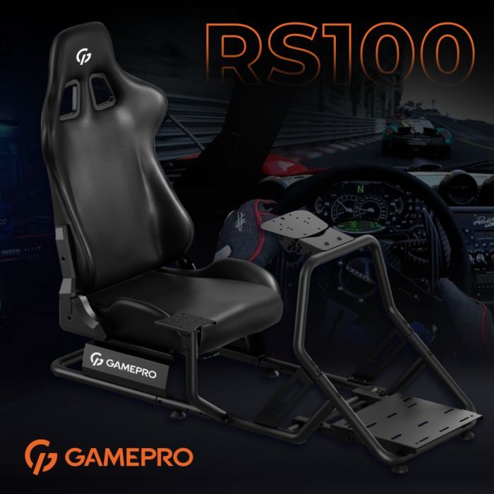 Кресло игровое GamePro RS100 із кріпленням для керма, педалей та коробки передач Black (RS100) изображение 4