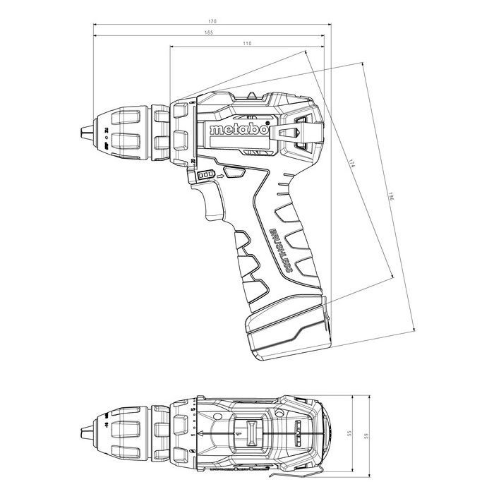 Шуруповерт Metabo \PowerMaxx BS BL Q 12V, 2х2Аh, 20/38Нм, 0-400/0-1500об/хв, кейс (601749500) зображення 10