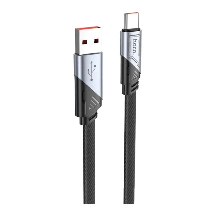 Дата кабель USB 2.0 AM to USB-C 1.2m 5A nylon black HOCO (6942007605007)