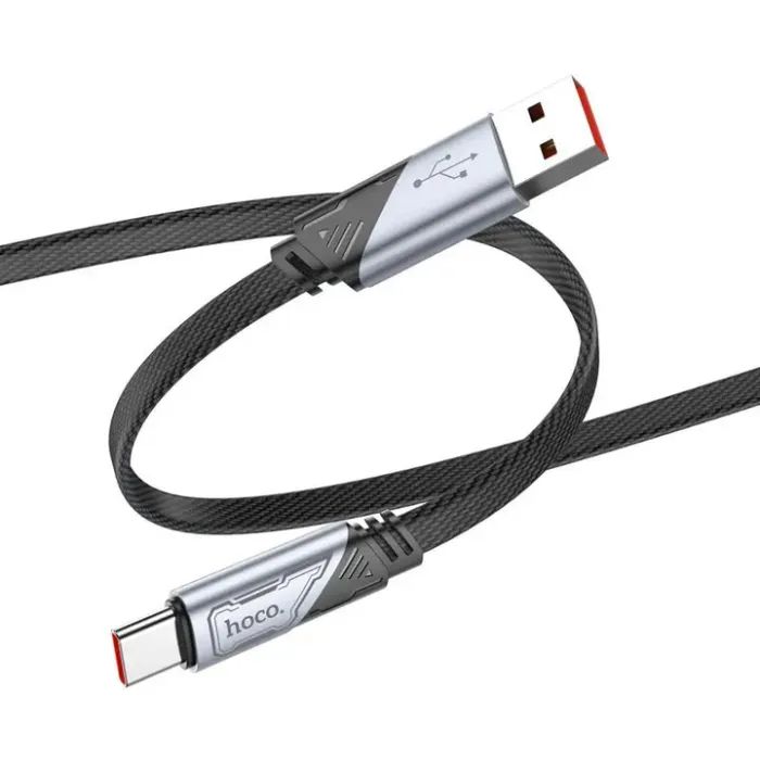 Дата кабель USB 2.0 AM to USB-C 1.2m 5A nylon black HOCO (6942007605007) изображение 2