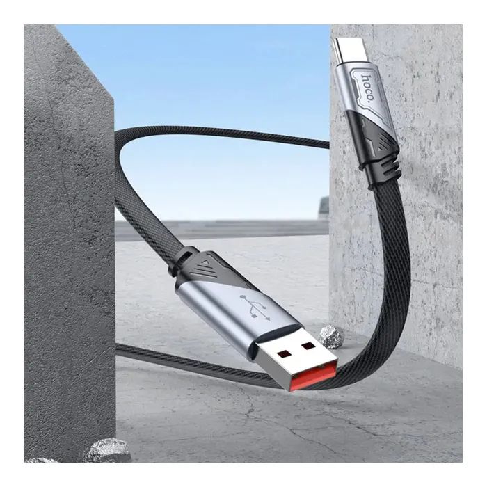 Дата кабель USB 2.0 AM to USB-C 1.2m 5A nylon black HOCO (6942007605007) изображение 5