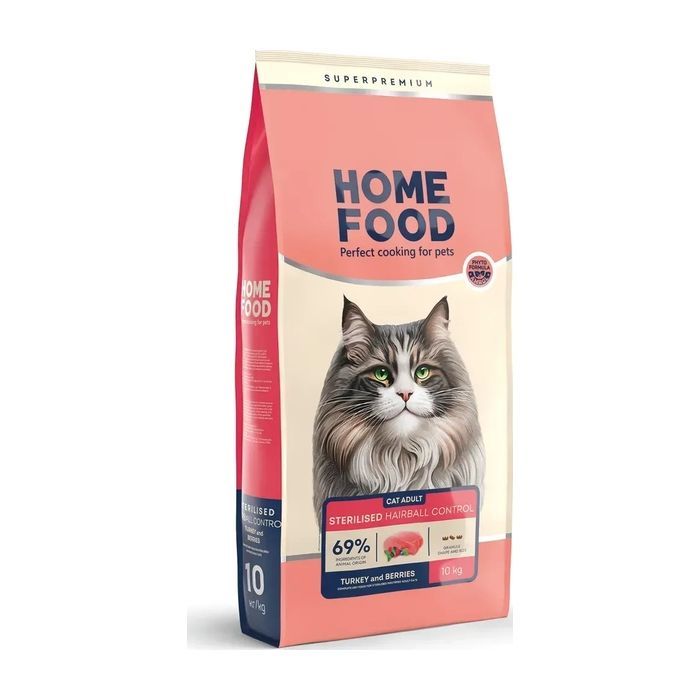 Сухий корм для кішок Home Food Hairball control For sterilised з індичкою та ягодами 1.6 кг (4820235020873)