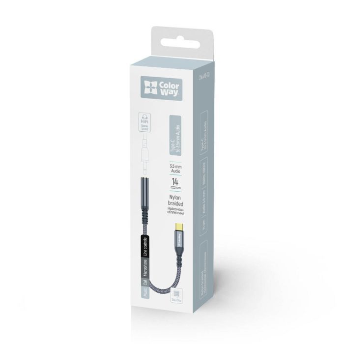 Переходник USB-C to 3.5mm F 0.14m gray ColorWay (CW-AD-CJ) изображение 7