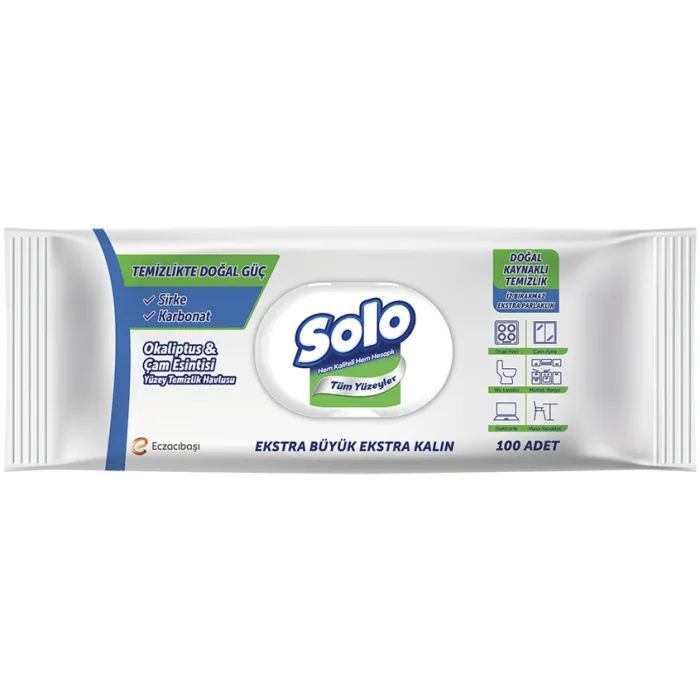 Салфетки для уборки Solo Natural Power Влажные Эвкалипт и сосна 100 шт. (8690530064454)