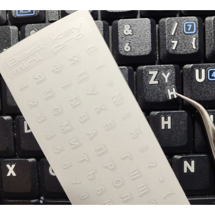 Наклейка на клавіатуру BestKey mini Pro 3,5х3мм, прозора основа, 70, білий (BKmPRO/WhiTr/050) зображення 2