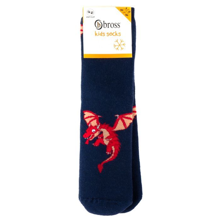 Шкарпетки дитячі Bross махрові з драконом (9898-8-10-green)