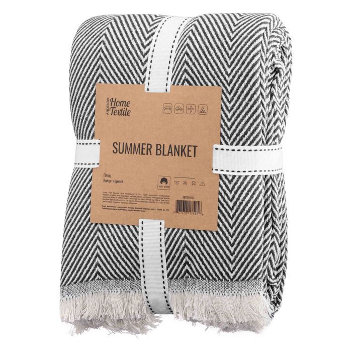 Плед Ardesto Summer 140х190см, 100% хлопок, черный (ART0915SL) изображение 2