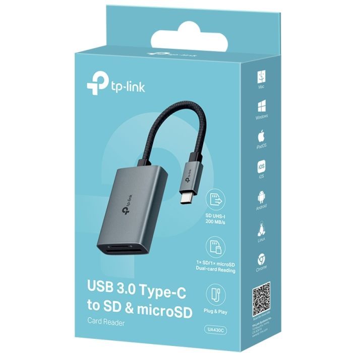 Считыватель флеш-карт TP-Link USB-C SD + TF silver (UA430C) изображение 4