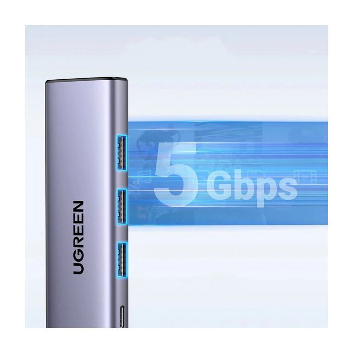 Порт-реплікатор Ugreen Dock CM511 5in1 USB3.1 Type-C --> HDMI 60Hz/3xUSB-А 3.0/Type-C/PD 100W (15597) зображення 3