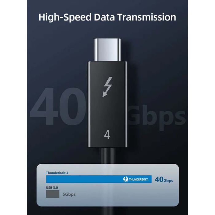 Дата кабель USB-C to USB-C 1.0m Thunderbolt 4 100W (20V/5A) 8K60Hz Cabletime (CA915422) изображение 4