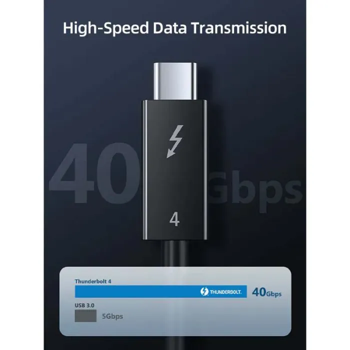 Дата кабель USB-C to USB-C 1.0m Thunderbolt 4 100W (20V/5A) 8K60Hz Cabletime (CA915422) изображение 4