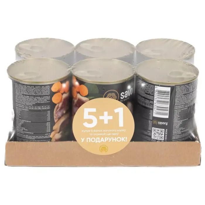 Консервы для собак Savory Набор 5+1 Gourmand Duck 400 г (2700000054963)