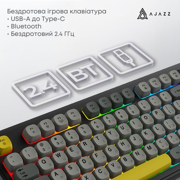 Клавиатура Ajazz AF98 Plus Wireless/Bluetooth/USB UA White/Blue (AF98-PLUS-GB) изображение 7