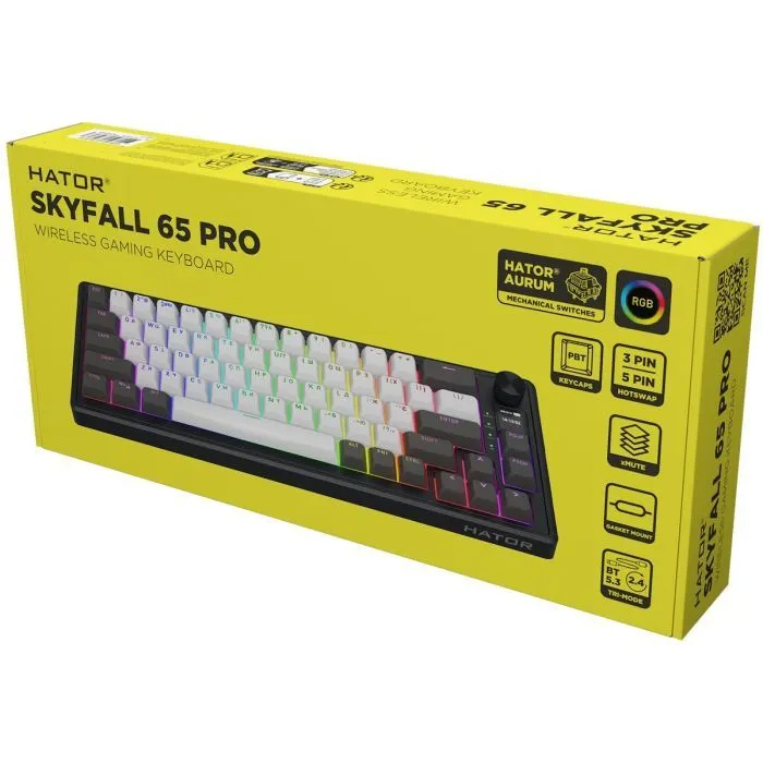 Клавіатура Hator Skyfall 65 Pro Aurum Vanila Silent RGB Wireless/Bluetooth/USB UA Grey/Black (HTK4160UA) зображення 7