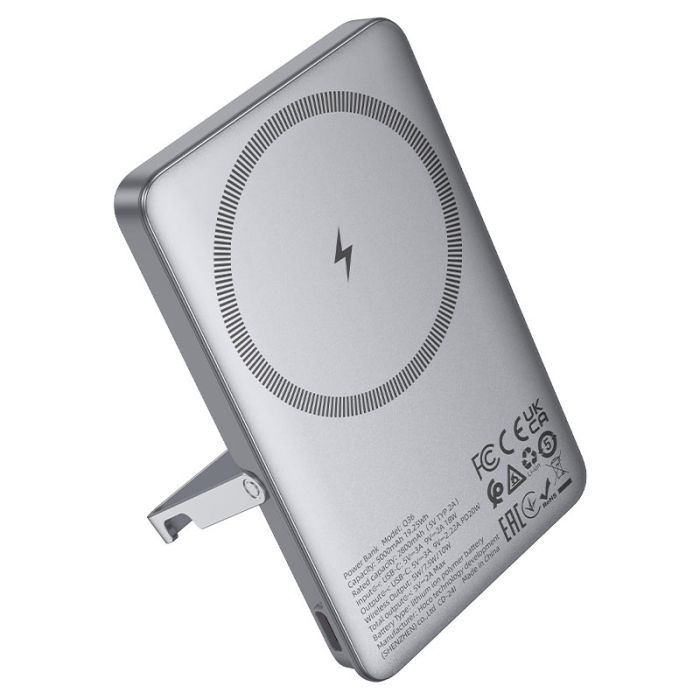 Батарея универсальная HOCO 5000mAh Sunlight PD/20W Magnetic Metal Grey (Q36 / 714986) изображение 4