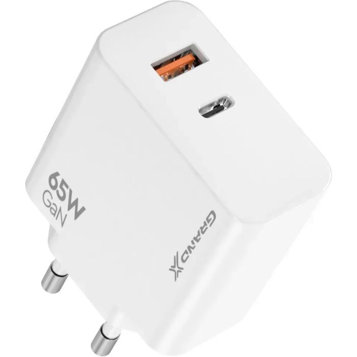 Зарядное устройство Grand-X GaN 1xUSB-C + 1xUSB 65W PD3.0 QC4.0 AFC SCP FCP white (CH-960W) изображение 2