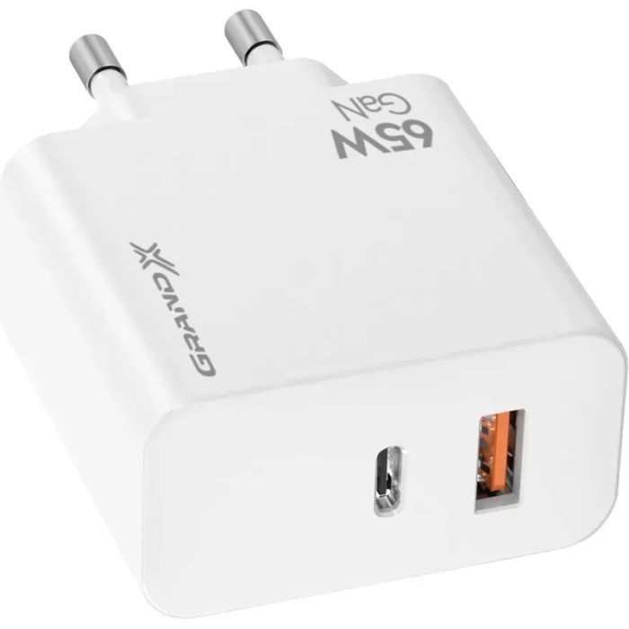Зарядное устройство Grand-X GaN 1xUSB-C + 1xUSB 65W PD3.0 QC4.0 AFC SCP FCP white (CH-960W) изображение 3