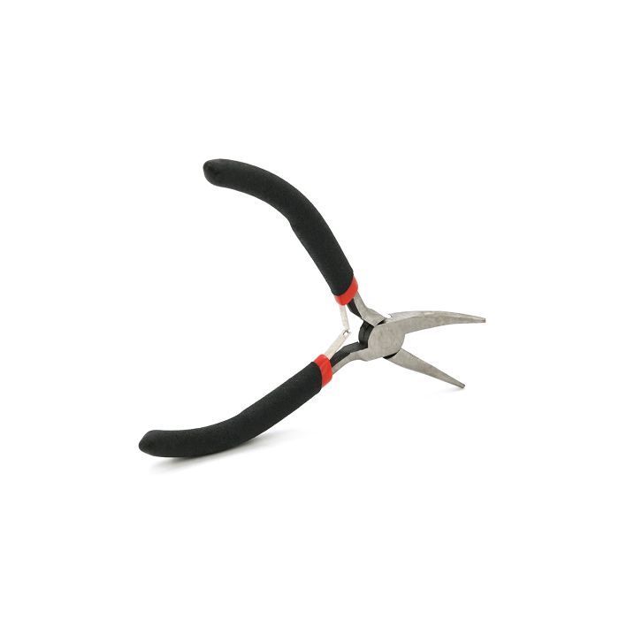 Плоскогубці Voltronic довгогубці вигнуті 4,5-дюймові, чорно-червоні ручки, 120мм (YT-VL120Cur)