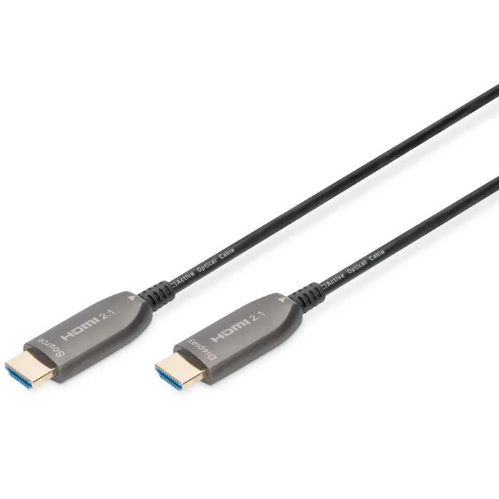 Кабель мультимедийный HDMI M to HDMI M 20m 8K AOC hybrid-fiber black Digitus (AK-330126-200-S)
