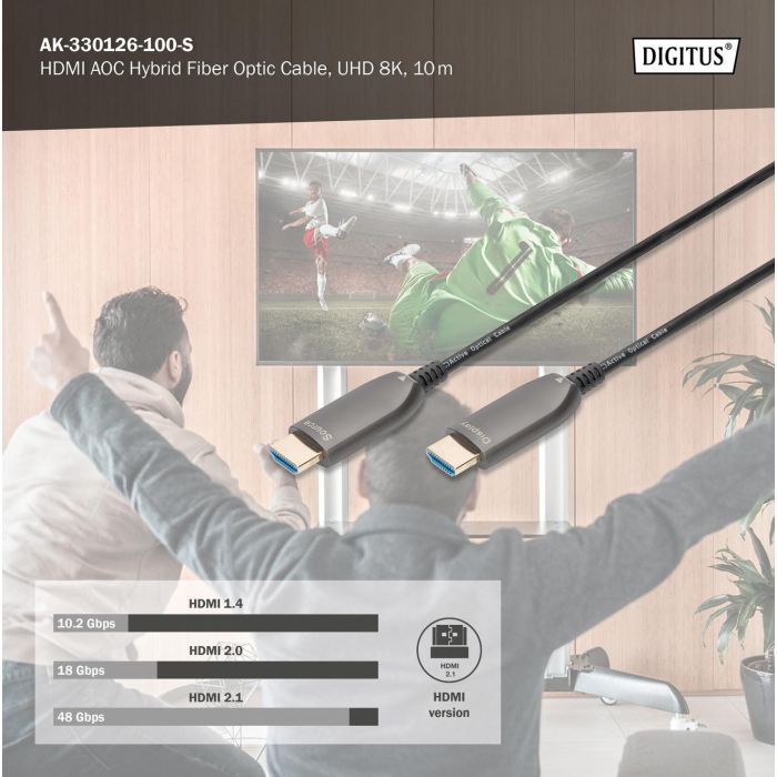 Кабель мультимедийный HDMI M to HDMI M 20m 8K AOC hybrid-fiber black Digitus (AK-330126-200-S) изображение 6