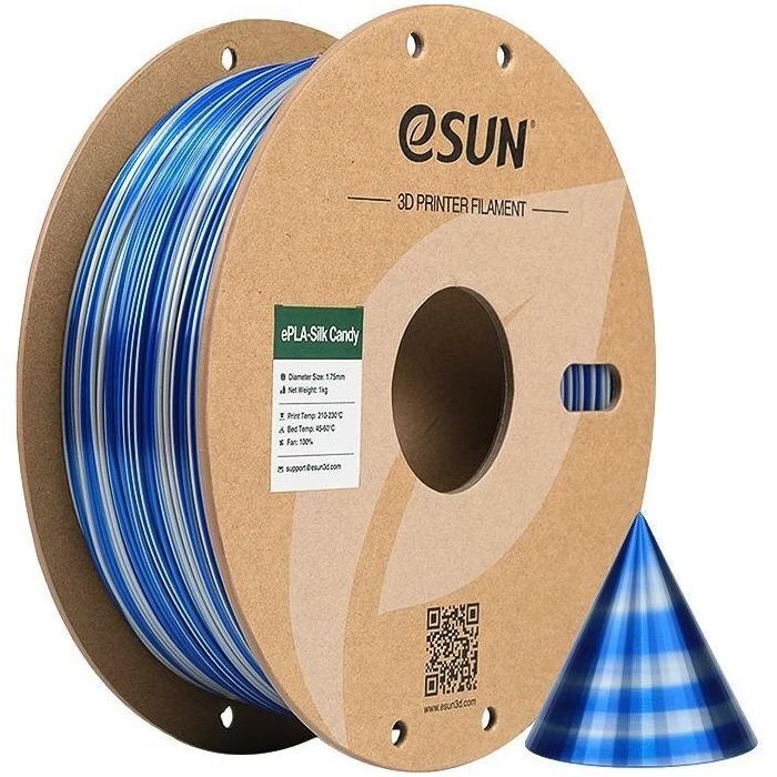 Пластик для 3D-принтера eSUN ePLA-SILK Candy 1,75mm 1kg SILVER BLUE (EPLA-SILK CANDY175SU1)