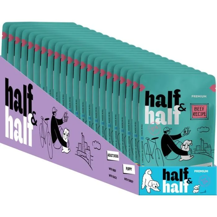 Вологий корм для собак Half&Half шматочки яловичини в соусі 100 г (4820261921267) зображення 3