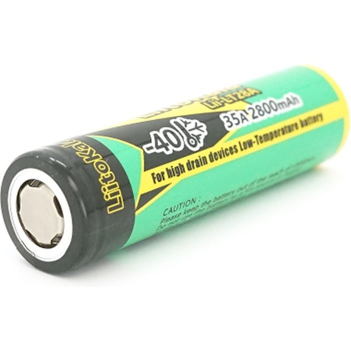 Акумулятор 18650 2800mAh, 35A, 3.7V(2.5-4.2V), LowTemp-40-60, Black/Green Liitokala (Lii-LT28A) зображення 2