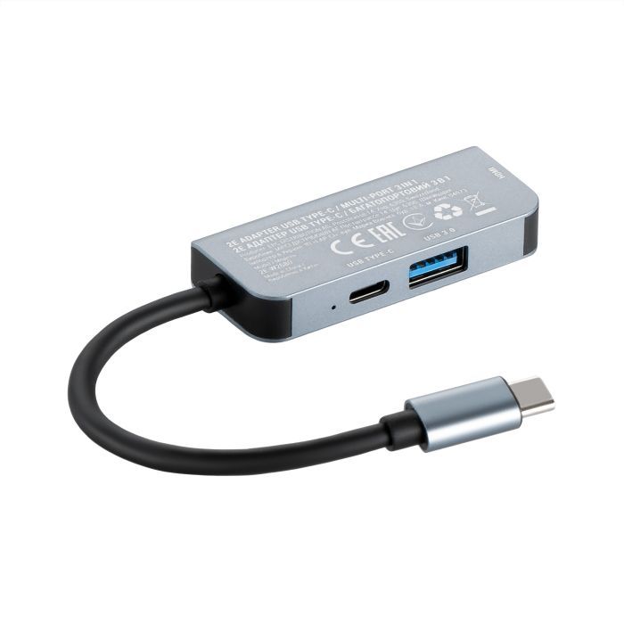 Концентратор 2E USB-C 4-in-1 1xUSB 3.0 + 1xUSB-C PD + HDMI 0.14m gray (2E-W2680) зображення 3