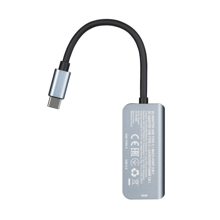 Концентратор 2E USB-C 4-in-1 1xUSB 3.0 + 1xUSB-C PD + HDMI 0.14m gray (2E-W2680) зображення 5
