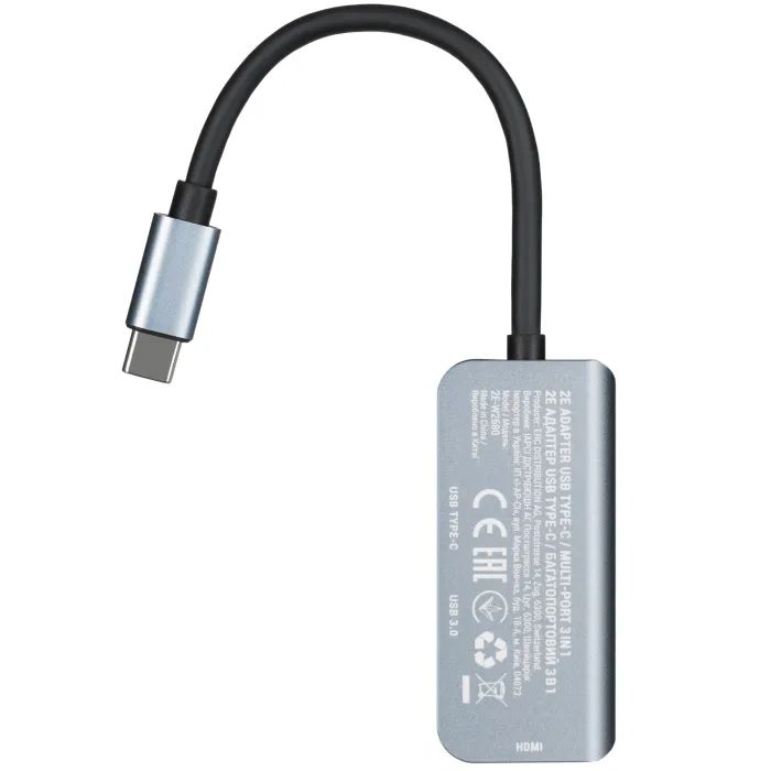Концентратор 2E USB-C 4-in-1 1xUSB 3.0 + 1xUSB-C PD + HDMI 0.14m gray (2E-W2680) изображение 5
