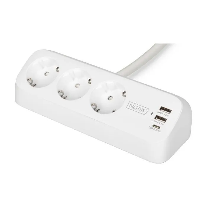 Мережевий фільтр живлення Digitus 3 розетки, 2xUSB-A, 1xUSB-C,1.5м, White (DA-70626) зображення 2