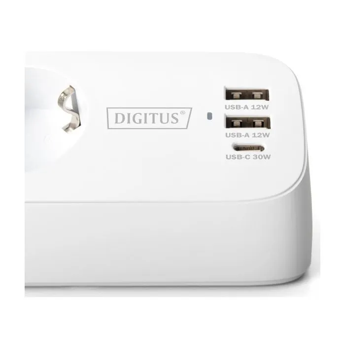 Мережевий фільтр живлення Digitus 3 розетки, 2xUSB-A, 1xUSB-C,1.5м, White (DA-70626) зображення 3