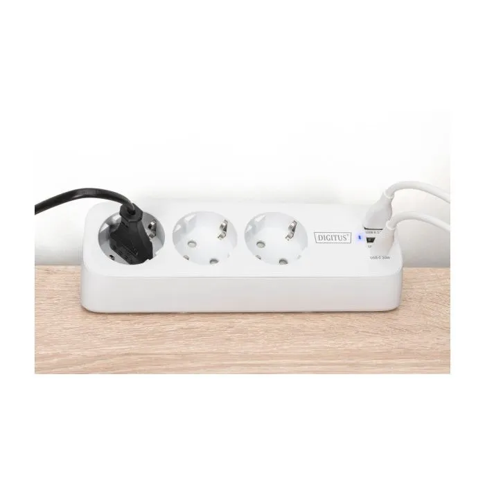Мережевий фільтр живлення Digitus 3 розетки, 2xUSB-A, 1xUSB-C,1.5м, White (DA-70626) зображення 4