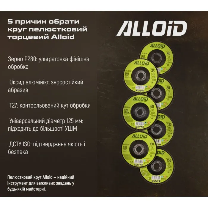 Круг зачистной Alloid торцевой, лепестковый, 125мм, зерно 280, T27 (FD-125280) изображение 8