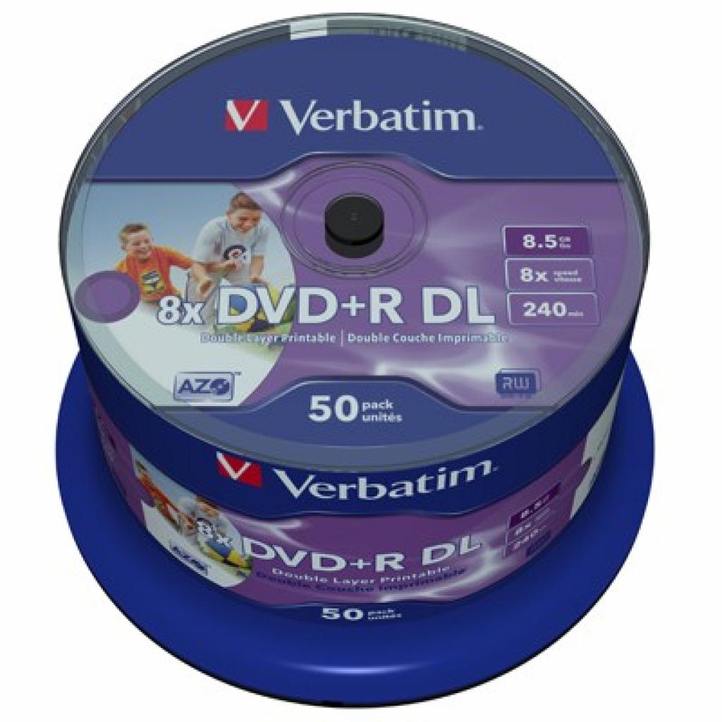 Диск DVD Verbatim 8.5Gb 8x CakeBox 50шт Printable (43703)
