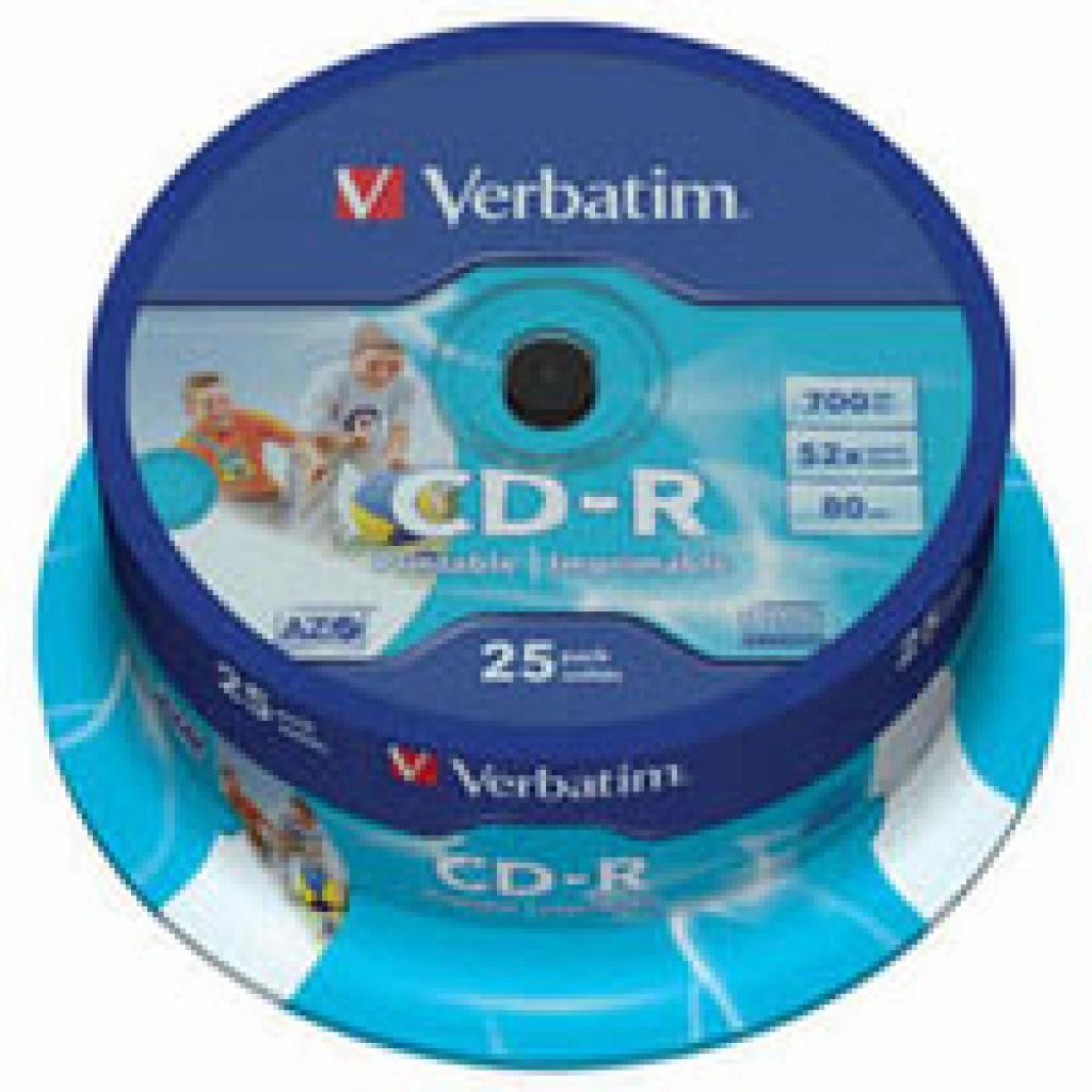 Диск CD Verbatim 700Mb 52x Cake box 25 Printable (43439)