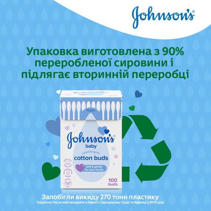 Ватні палички Johnson’s baby 100 шт (3574661440460) зображення 5
