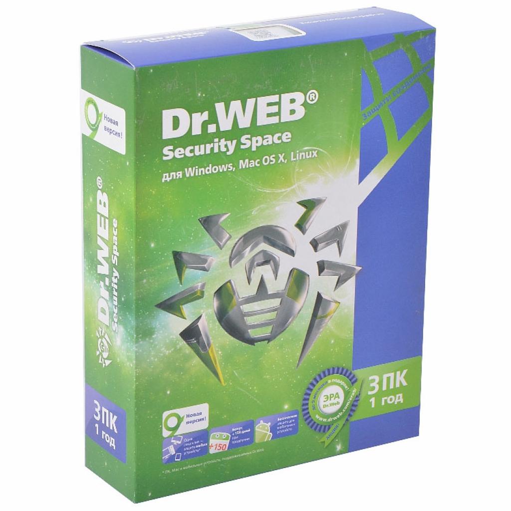 Антивірус Dr. Web Security Space 11, 3 ПК 1 год (BHW-B-12M-3-A3)