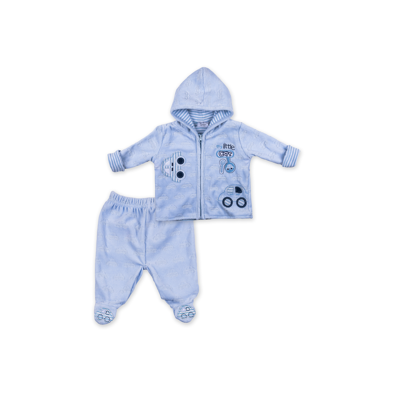 Набір дитячого одягу Luvena Fortuna велюровий блакитний c капюшоном (EP6206.0-3)