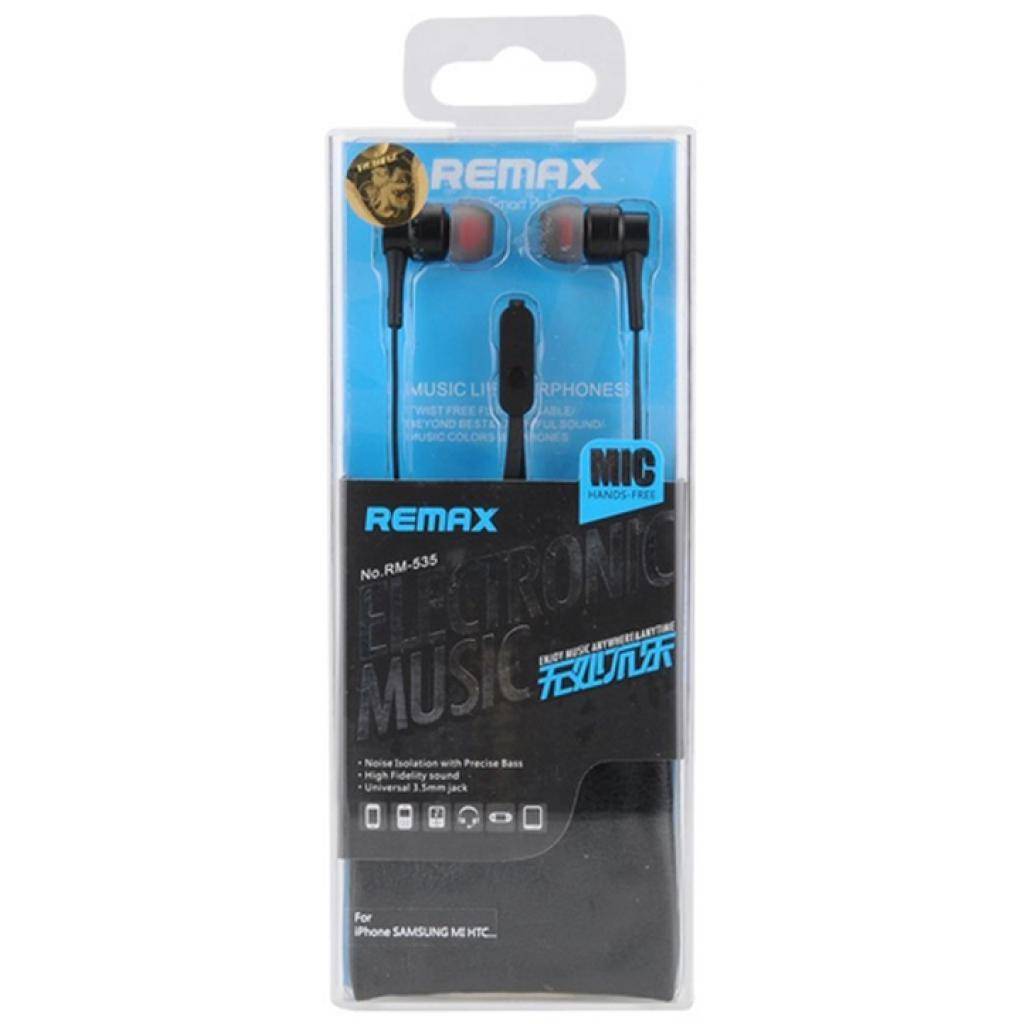 Наушники HF RM-535 Black (mic + button call answering) Remax (42301) изображение 6