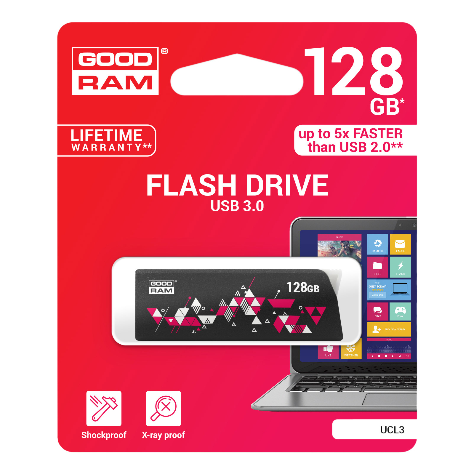 USB флеш накопичувач Goodram 128GB UCL3 Click Black USB 3.0 (UCL3-1280K0R11) зображення 4