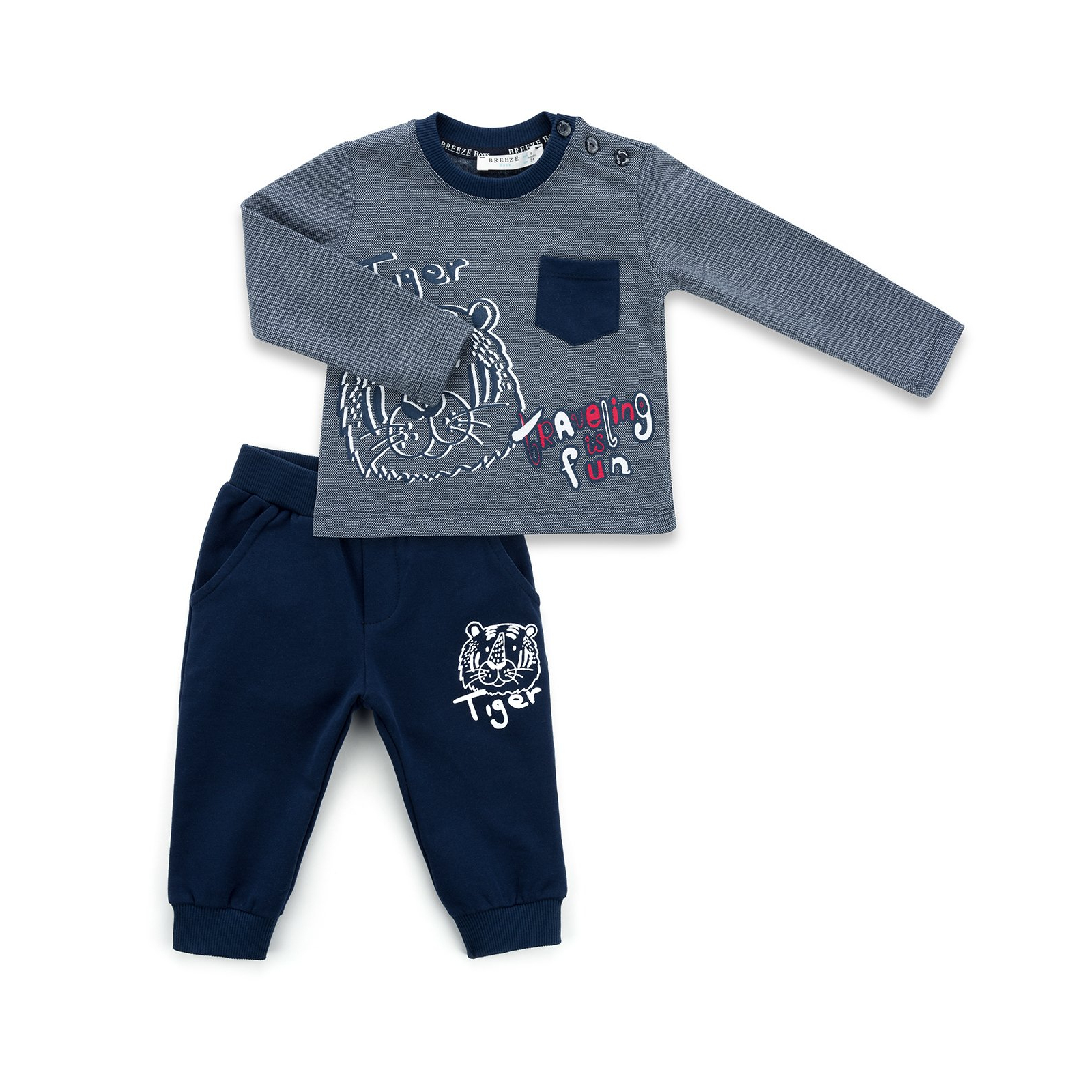 Набор детской одежды Breeze с тигром (10614-74B-blue)