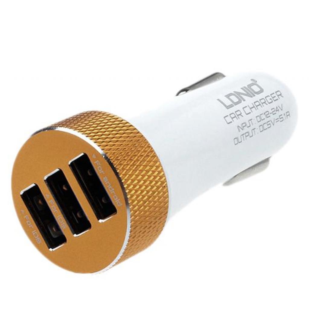 Зарядний пристрій LDNIO DL-C50 3*USB, 5.1A, White (57414) зображення 2