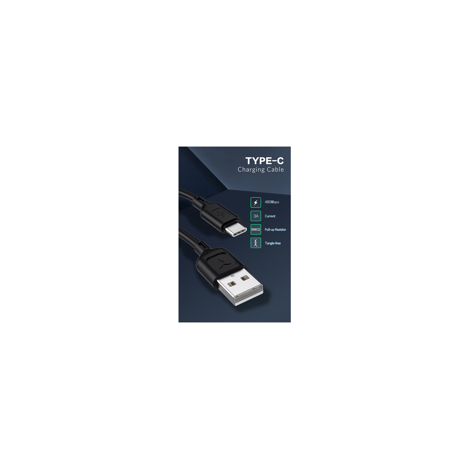 Дата кабель USB 2.0 AM to Type-C 1.2m Fast T-C829 Black T-Phox (T-C829 Black) изображение 5