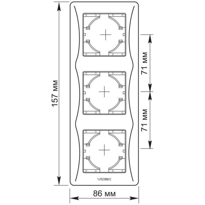 Рамка Videx BINERA кремова 3 поста (VF-BNFR3V-CR) зображення 2