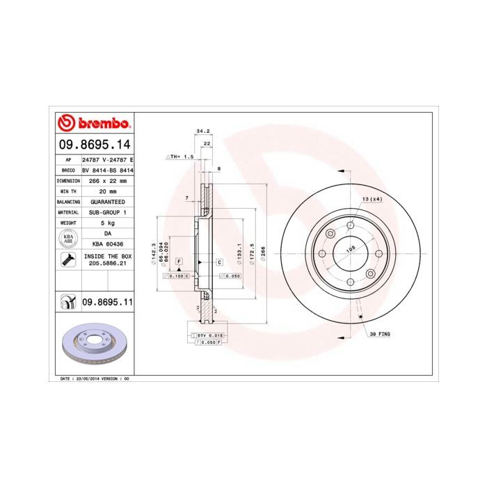 Гальмівний диск Brembo 09.8695.11