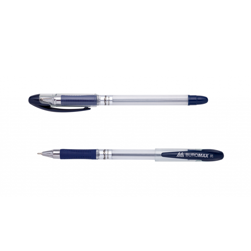 Ручка масляна Buromax MaxOFFICE, 0,7 мм, гум. грип, пласт. корпус, сині чорнила (BM.8352-01)